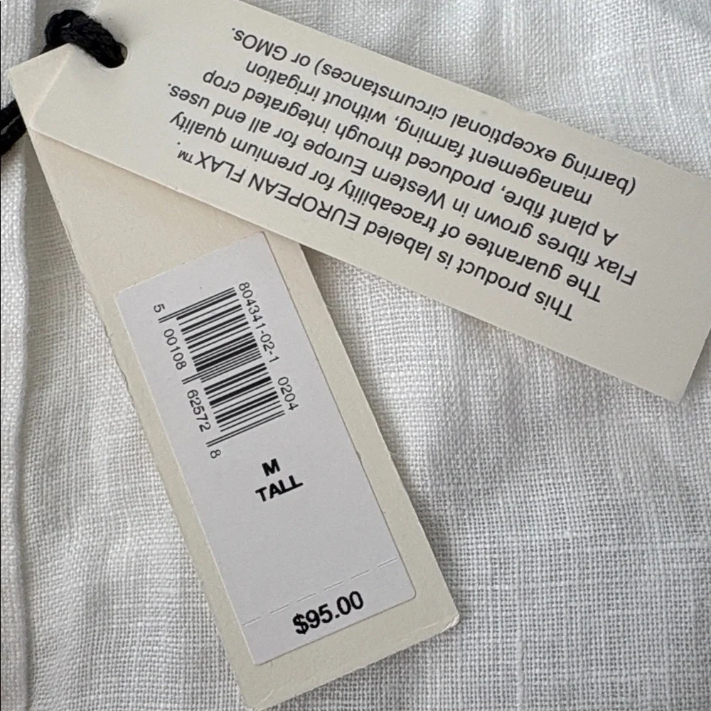 NWT Banana Republic Slim Fit Linen White Shirt Men’s Sz M/Tall (#804341)